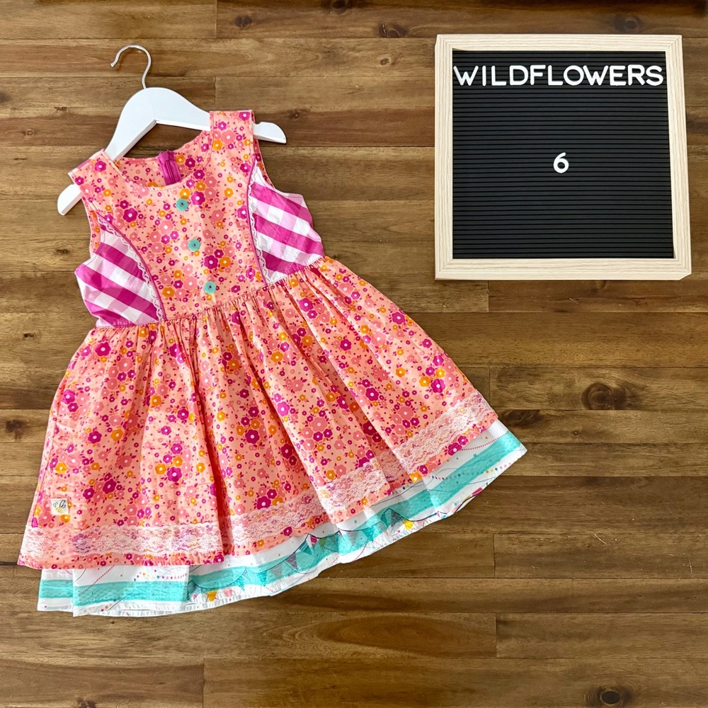 Wildflowers Best Day Ever Stellar Samantha Dress 6 Pink Orange Floral Sleeveless